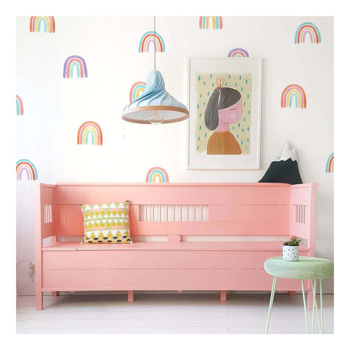 Calcomanías De Pared De Arcoíris De Acuarela Para Dormitorio