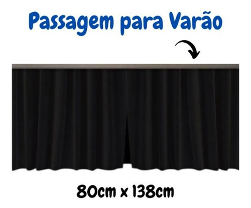 Cortina Para Pia De Cozinha E Tanque Preta 80x138cm