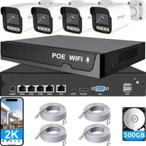 Comprar 2nlf Kit Camaras De Seguridad Exterior DVR Vigilancia Hd Impermeable Resistente Conversación Bidireccional Vigilancia IP66 Alarma Móvil Visión Nocturna Color Blanco 500GB