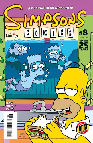 Simpsons Comics 8, De Matt Groening / Jason Ho / John Delaney. Editorial Kamite, Tapa Blanda En Español, 2014