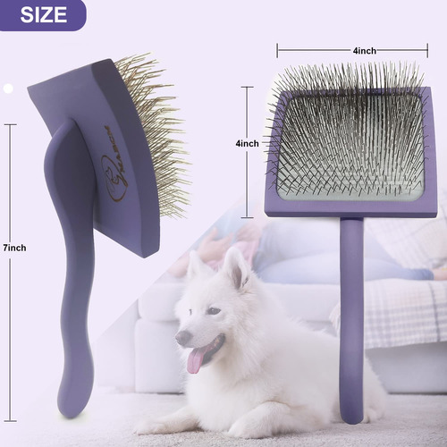 Kit De 1 Cepillo Slicker Para Perros Grandes Mango De Madera