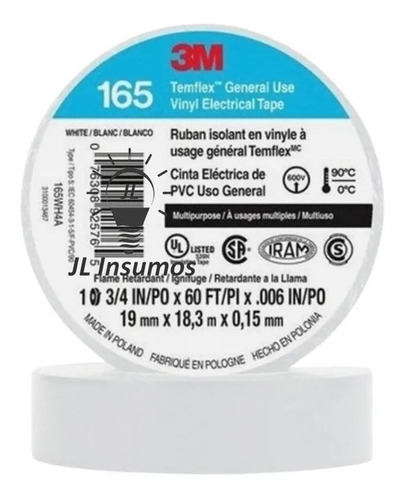 Cinta Aisladora 18mt X 19mm Colores Electricista 3m Pack X10 Color Gris