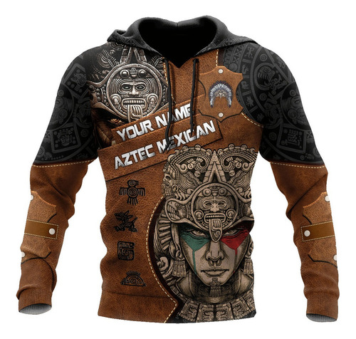 Sudadera Con Capucha Mexicana Personalizada Aztec Warrior