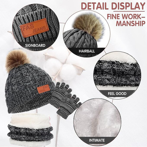 Gorro Invierno Para Niños,conjunto Bufanda Y Gorro Guantes