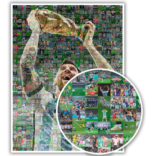 Cuadro Messi Mundial Con Muchas Fotos Original 30x40cm