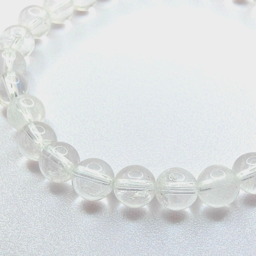 Pulsera De Piedra Natural Cuarzo Claro Premium 6mm X 18cm Color Cristal Diámetro 18 Cm Largo 18