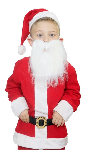 Disfraz Santa Claus Clasico Con Barba Blanca Niño