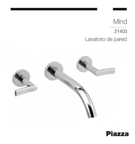 Imagen 4 de 10 de Grifería Lavatorio Pared Piazza Mind Cierre Cerámico Baño