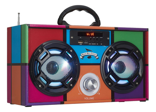 Wireless Express - Mini Boombox Con Bocinas Led, Color Azu