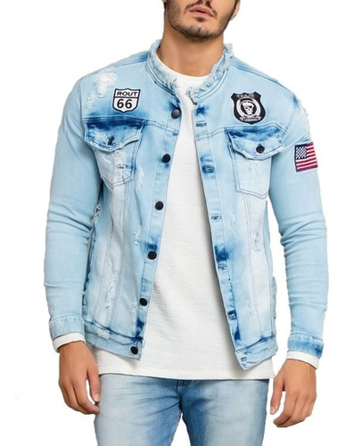 jaqueta jeans desfiada masculina