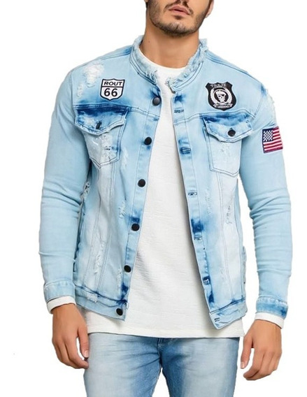 camisa jeans rasgado masculino