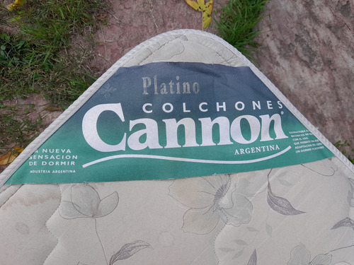 Colchón + Sommier Cannon Platino 190 X 100 Resortes Usado Blanco (Usado)