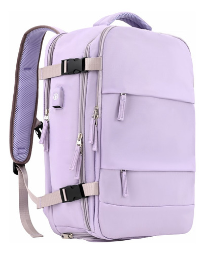Mochila De Viaje Viral Usb Color Lila