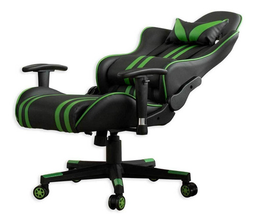 Imagen 2 de 2 de Silla de escritorio Tisera F01 gamer ergonómica negra y verde con tapizado de cuero sintético