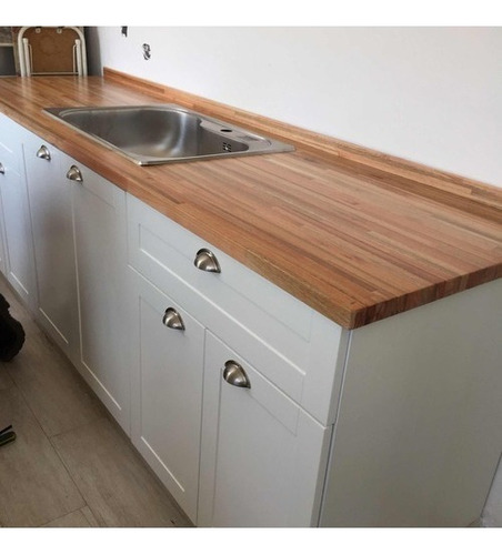 Mesada 140 X 60 Ciega Madera Eucalipto Laqueada Desayunador Color Marrón Claro