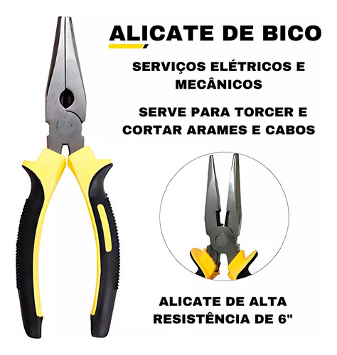 Alicate Universal Bico Corte Diagonal Profissional Kit 3