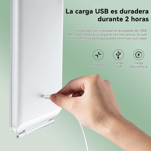 Espejo Para Maquillaje Con Luz Y Espejos Portatil Recargable