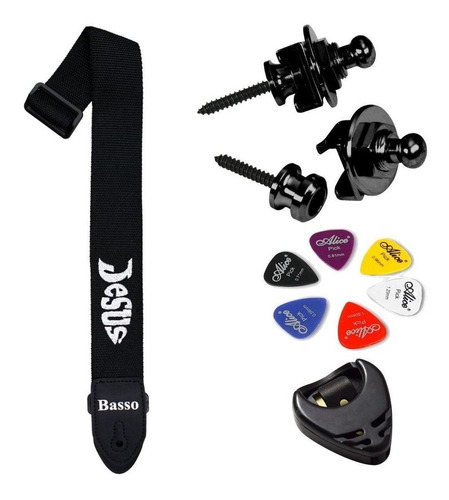 Correia Guitarra Violão Baixo Basso Ny 01 Peixe Jesus + Kit