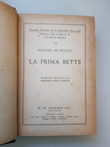 La Prima Bette Honoré De Balzac