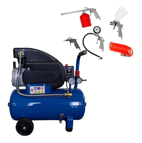 Compresor  2hp 50lts Caudal 220 L/min + Kit - Tyt