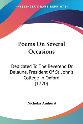 Libro Poems On Several Occasions: Dedicated To The Revere...