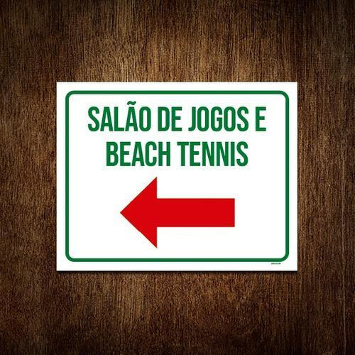 Kit 5 Placa Sinalização - Salão De Jogos E Beach Tennis