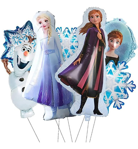 Globos Elsa Papel Aluminio Frozen Para Cumpleaños 7 Piezas A