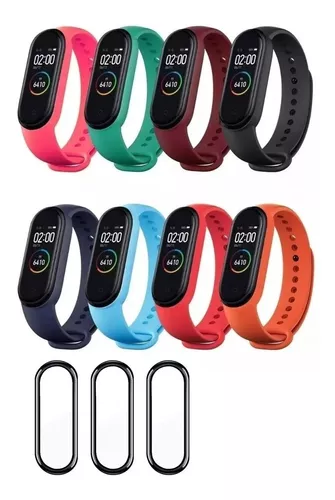 Correa Para Xiaomi Mi Band 5/6/7 Silicona 8 Piezas +3 Micas