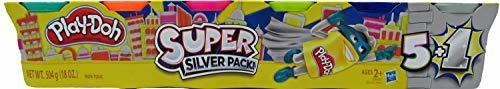 Play-doh Super Silver Pack 5 Plus 1 Incluye 1 Lata De Color 