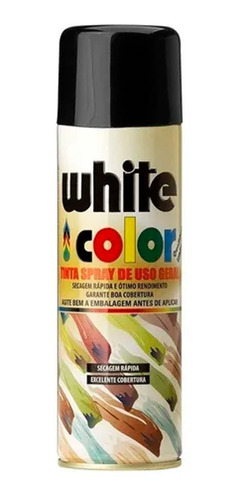 Tinta Spray White Color Uso Geral Preto Brilhante 340ml 