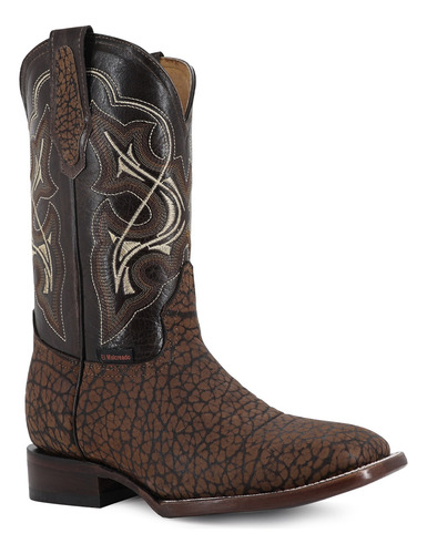 Bota Vaquera Para Hombre Cuello De Toro Genuino El Malcreado Miel Piel Exotica 25,5 Mx