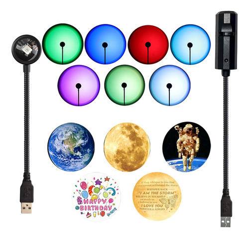 Luces Nocturnas De Estrellas Usb, Puesta De Sol Y Luz Noctur