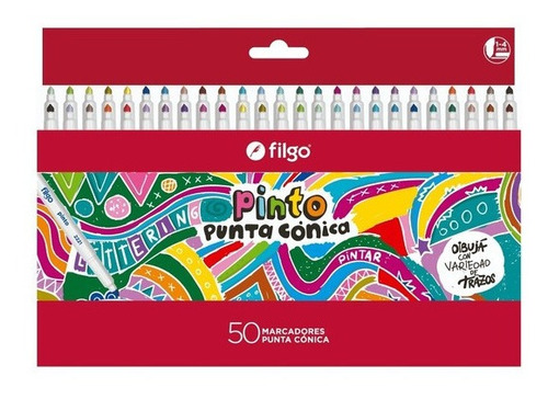 Marcadores Punta Conica Filgo X50 Colores 