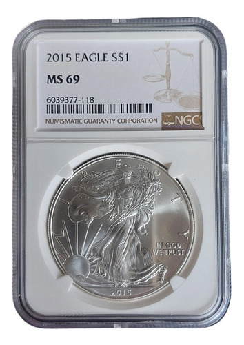 1 Dólar American Eagle 2015, 1 Oz De Plata Certificado 