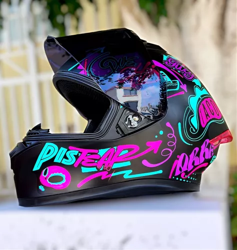 Casco Moto Mujer Biker Ich Fucsia Negro Orale Dot Integral