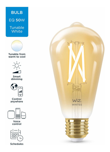 Imagen 3 de 7 de Amp Wiz Wi-fi Filamento Ambar Gold E27 St64 Cálido/frio