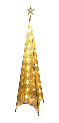 Arbol De Navidad Cono Con Estrella Puntal Y Luces 150 Cm 