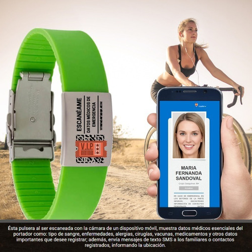 Imagen 2 de 7 de Pulsera De Identificación Para Emergencias Con Código Qr.