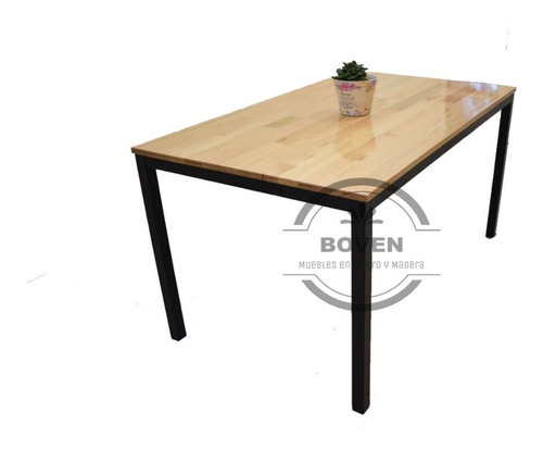 Mesa De Comedor Estilo Industrial Madera De Eucalipto 120x80