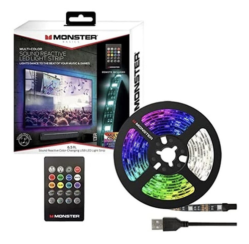 Monster Tira De Luz Led Reactiva Al Sonido Multicolor De 6.5