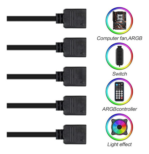 Cabo Adaptador Divisor Rgb De 2 Peças 5v 3 Pinos Para Habita