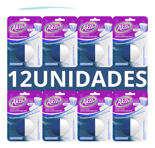 12 Bloco Caixa Acoplada Sanitário Tablete 45g Duo Marine Aktiv