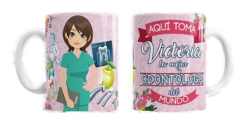 Taza Mod 07 Odontologa, Con Caja De Madera Dentista 