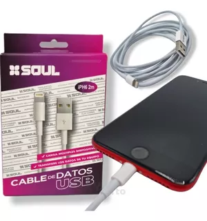Cable Para iPhone 6 7 8 Xr Max Xs Carga Rápida 2 Metros Soul
