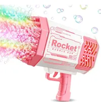 Comprar Pistola Burbujero Bazooka De Burbujas 40 Agujeros Y Luz Led Color Rosa