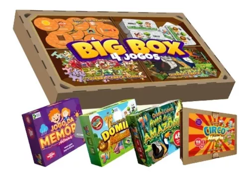 Jogo Infantil Big Box 4 Jogos Educativo Peças Grande Madeira