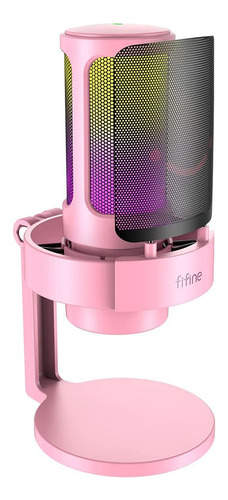 Microfone Fifine A8 Ampligame Condensador Cardioide Rgb Rosa