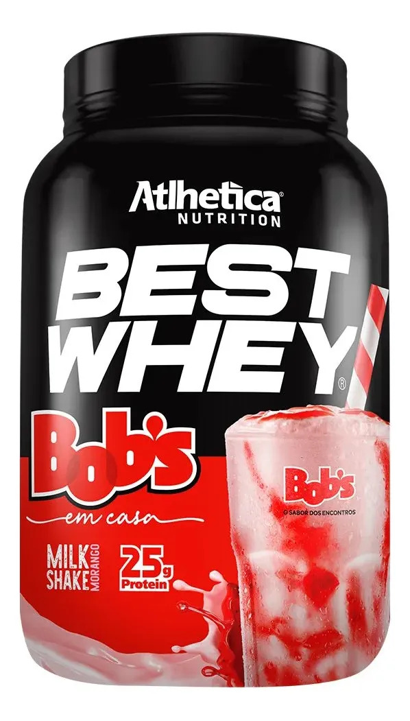 Proteína Atlhetica Nutrition Best Whey Bob's em pó sabor Milkshake de Morango Bobs x 900g