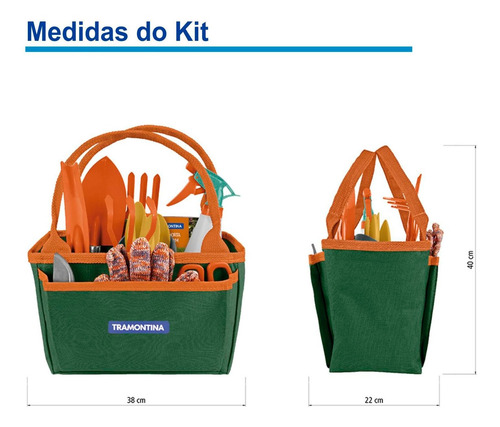 Imagem 4 de 9 de Kit Jardinagem Tramontina Bolsa De Lona 13 Peças Presente