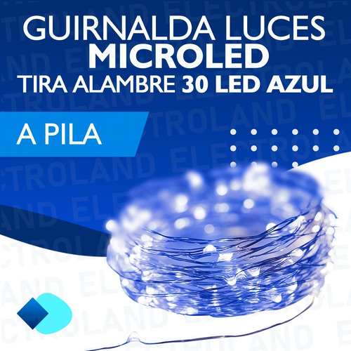 Imagen 3 de 10 de Pack X 10 Guirnalda Luces Alambre 30 Led 3 Metros Luz Azul